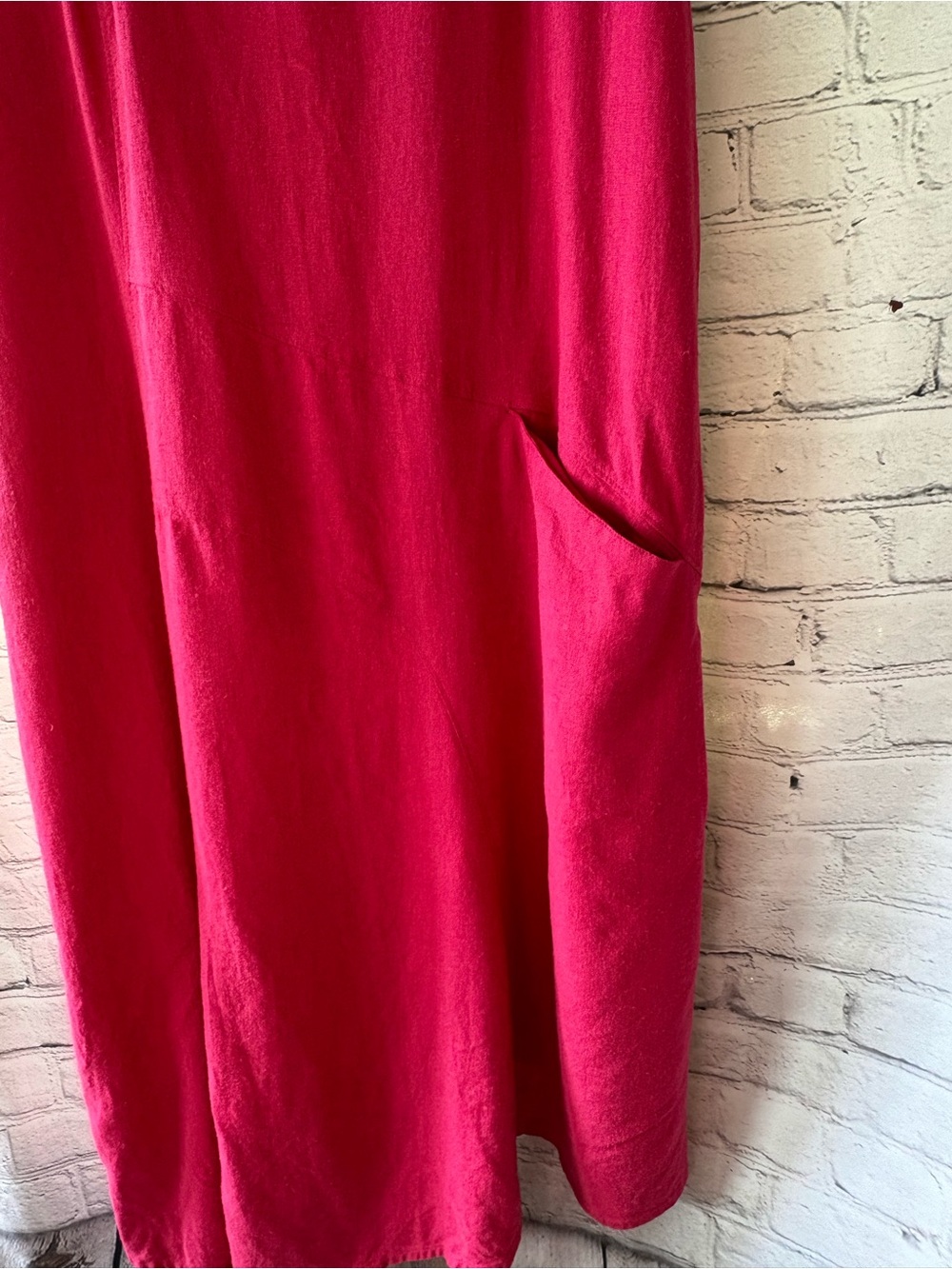 Coldwater Creek Linen Sleeveless Maxi Dress Sz 1X Pockets Asymmetrical Pink Boho - Picture 3 of 14